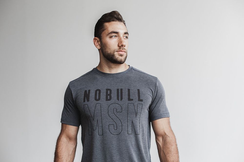 T-Shirts NOBULL Homme Grise - NOBULL (Madison),France (8964-ZDMYJ)